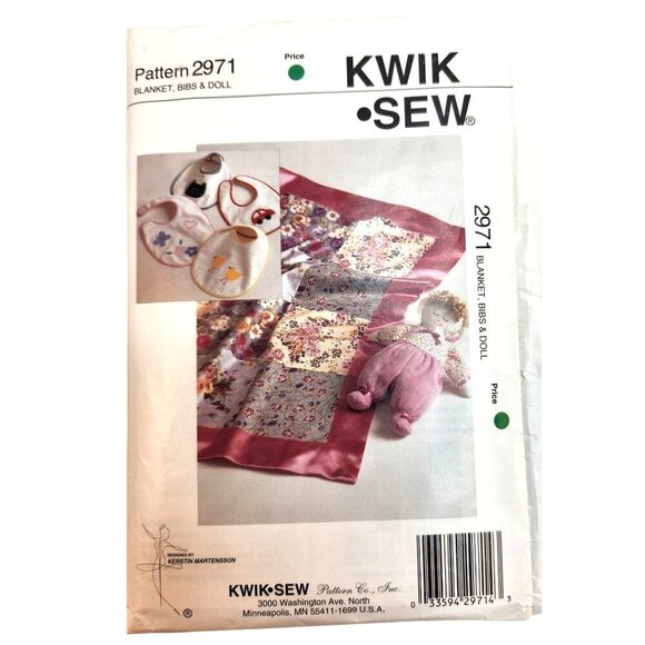 Kwik Sew 2971 Sewing Pattern For Blanket Bibs & Doll Baby Gift DIY Craft Fair It - Picture 1 of 9